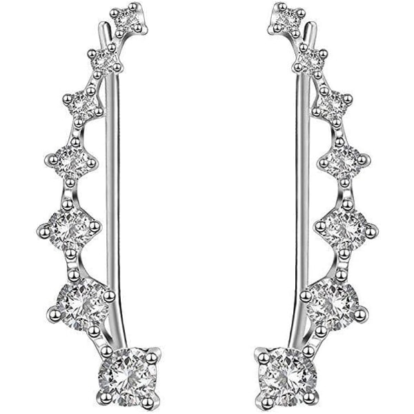 Galaxy Kvinnors Ear Cuff 925 Sterling Silver med 7 Kristaller Symmetriska Örhängen Brosk Smycken