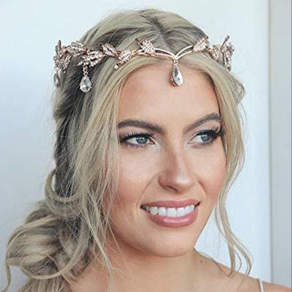 TG Girls Rhinestone Tiara Pannbånd - Bal Party Hår Smykker til Guld