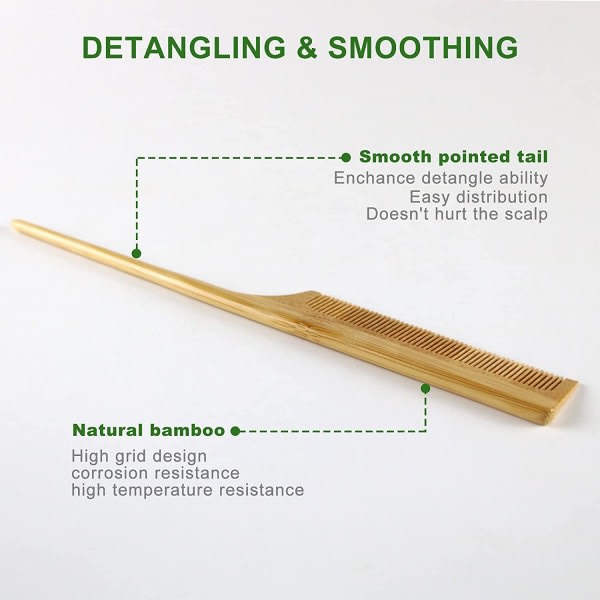 TG Bambu råtta svans kam Naturligt bambu hårverktyg