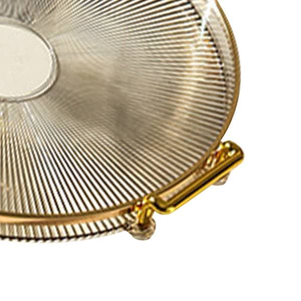 Round Tray with Handle Multifunctional Transparent Round Serving Tray for Bread Fruit Dessert Snacks Kitchen Bathroom Amber Gold