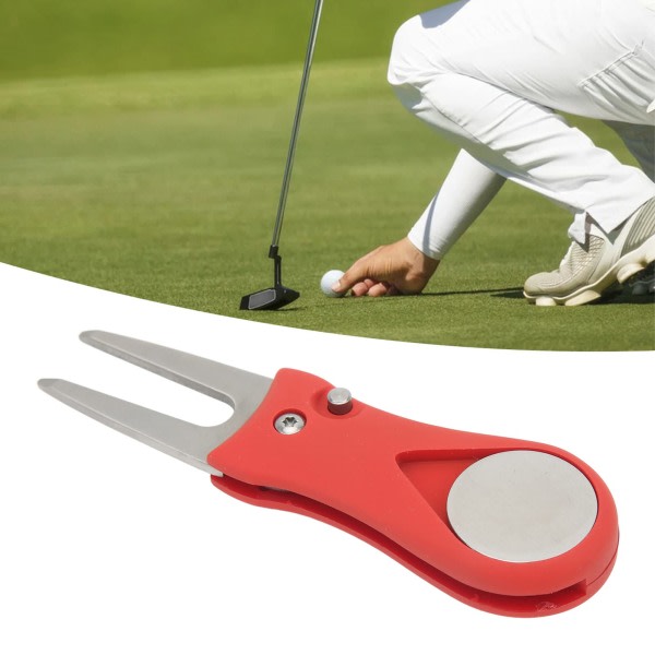 Golf Green Fork, bärbar hopfällbar förvaring Golf Divot Tool