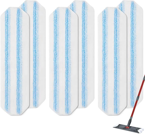 6-pakning - Erstatning for mikrofibermoppepute passer O Cedar H2pro moppesystem - Erstatningsmoppehode passer O-Cedar/Vileda H2pro