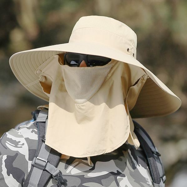 Solhatt for fiske, sommer, utendørs klatring (khaki