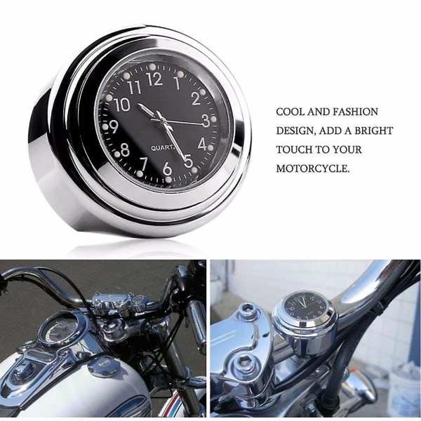 2 stk. Motorcykel Quartz Ur og Termometer 7/8 Tommer Vandtæt Cykelstyr Ur Aluminium Unive zdq