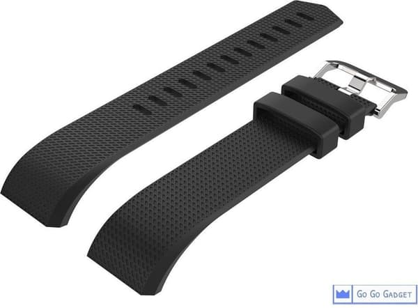 Urrem | passer til Fitbit Charge 2 | sportsarmbånd i silikone | aktivitetstracker | sort | stor