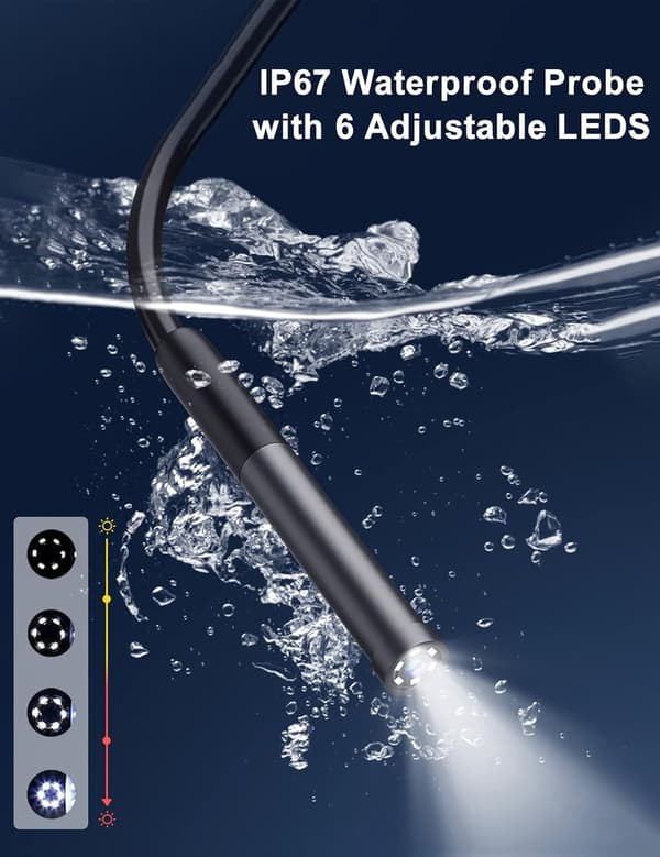 Endoscope Inspection Camera, Wifi USB Endoscope Camera Flexible Rigid Hose Camera with 6 LED Lights (9.8ft)_yux