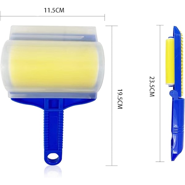 Galaxy 2-i-1 gjenbrukbar lintroller, pakke med 2 selvklebende ruller, hund- og kattehår fjerner, lintroller