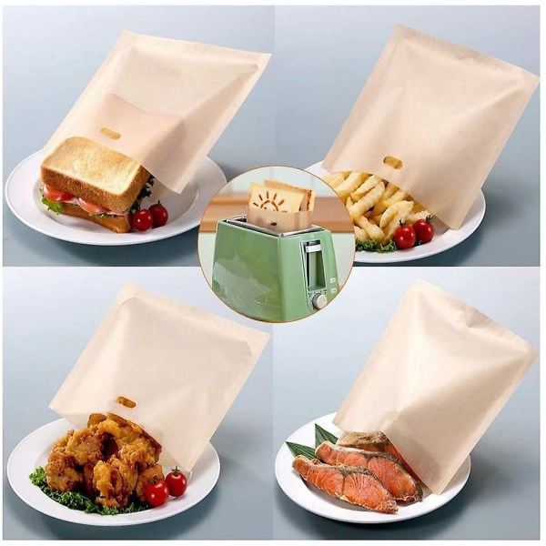 10 Toastposer, Madposer, Genanvendelige Toastposer, Non-Stick Mikrobølgeovnsposer