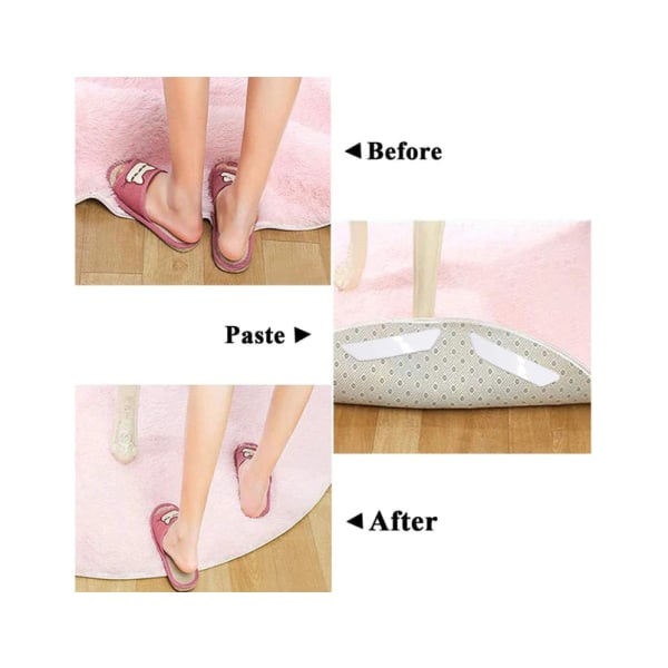 Mattgripare Anti-Slip Matte, 24 stk Dobbeltsidig Anti-Krøl Matte Gripper - Hvid
