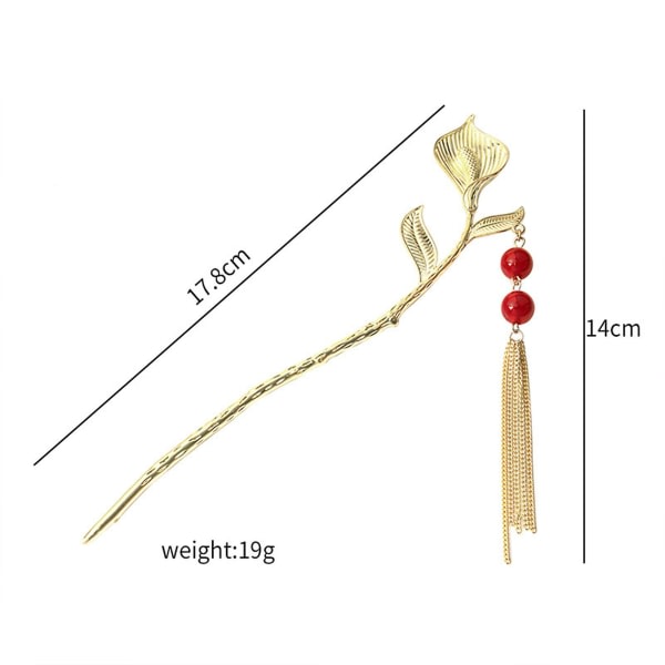 Tulip Red Pearl Tofs Hair Stick Honor Alloy He