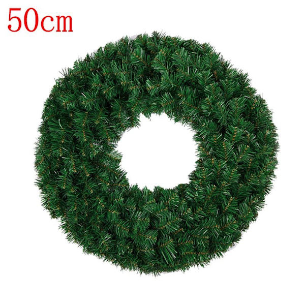 Juledekorationer i rattan, kunstig gran, krypteret juletræsgirland, rattanring-vedhæng, juledekoration 50cm bare ring
