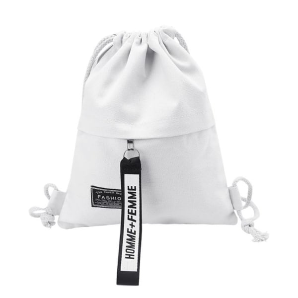 Skolesport Canvas Drawstring Bag Sekk Fitness Glidelås Oppbevaring