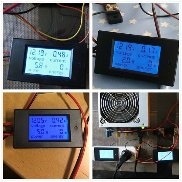 Voltmeter Ammeter 12V Tester Indikator Spænding Strøm Effekt Energi Digital DC 6.5-100V 100A Volt Amp Watt Multimeter LCD Display Panel, DEBUNS