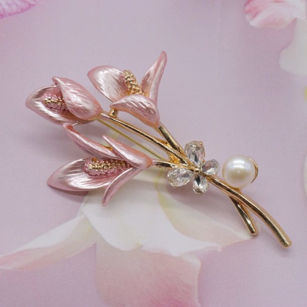 Lavendelkukka-solki Kristalli Strass Tulppaani Solki Elegant Asuste Muoti Korut Hää Kukka Lapel Pins
