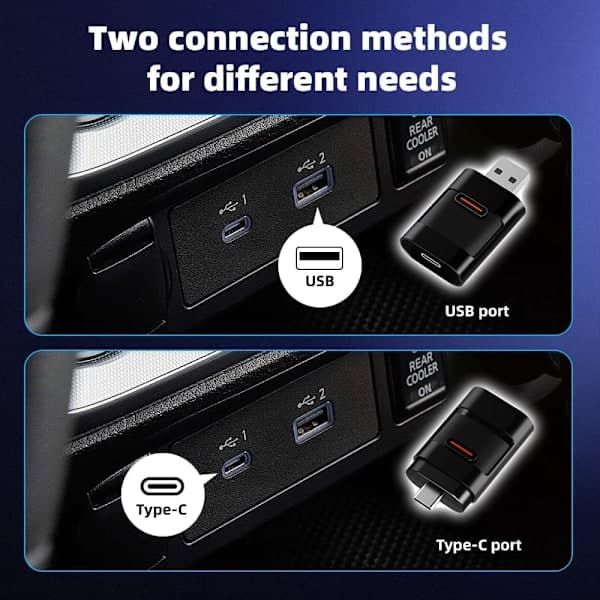 Langaton CarPlay & Android Auto -sovitin 2025 – Helppo Plug & Play, Nopea Yhteys, Sopii iPhone & Android-yux -puhelimille