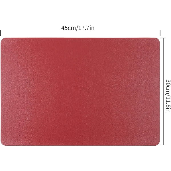 Galaxy Bordsunderlägg i PU-læder sæt med 6 bordsunderlägg Tvättbara vandtäta underlägg 45x30cm, rød