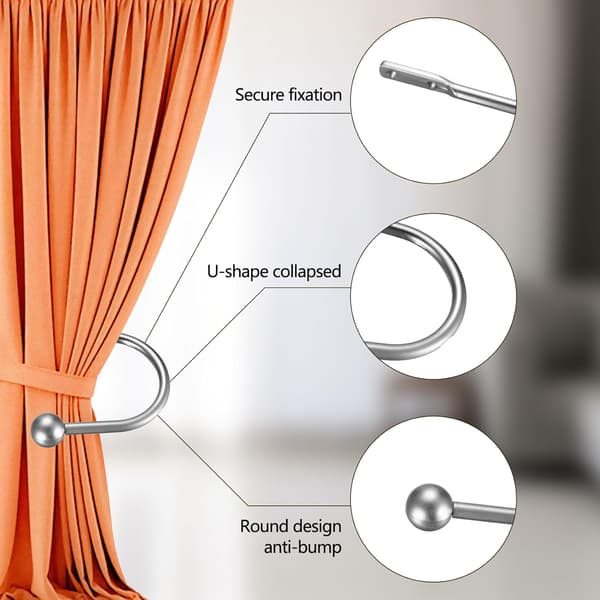 Metal Curtain Tiebacks, 2 Pcs Curtain Tiebacks, Curtain Holders, Wall Mounted Window Curtain Holders