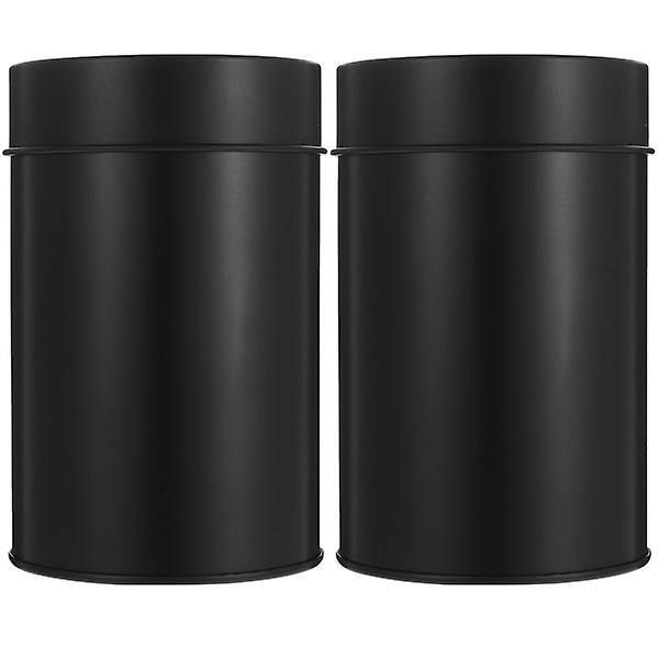 2 stk teburkar med lufttætte låg - Blytæte opbevaringsburkar til løse blade - Sorte 12X7.5X7.5CM