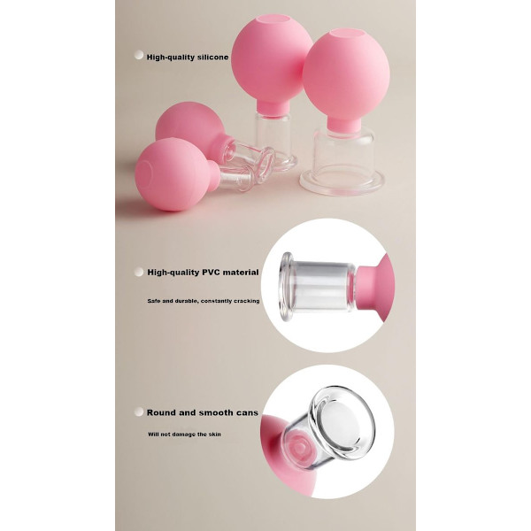 Cupping Sæt - Ansigts Cupping - Ansigts Cupping Sæt - Cupping Sæt Massage - Anti Cellulite Terapi - Premium Kvalitet - 4 STK_yu