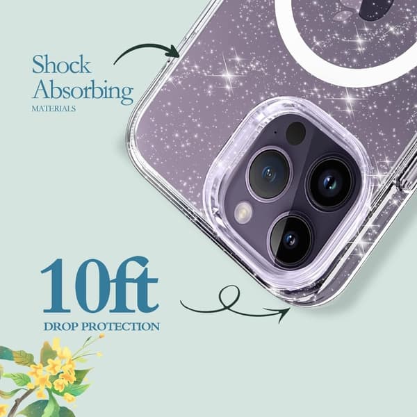 Compatible with iPhone 13 - Glitter MagSafe Case Shockproof Transparent_yux Transparent