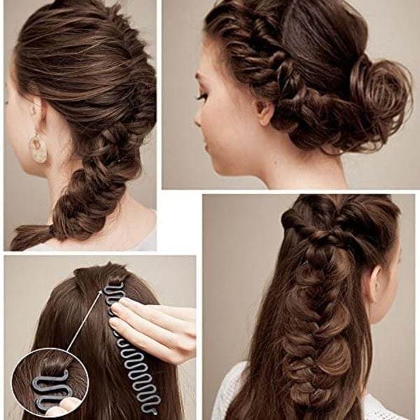 TG 5 st Hårfläta Verktyg Rullar Med Krok Magic Hair Twist Styling DIY Hårstiltillbehör Svart