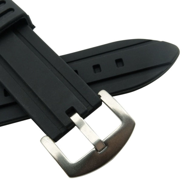 TG Klockarmband i Gummi (Gummilänk) Svart 24mm
