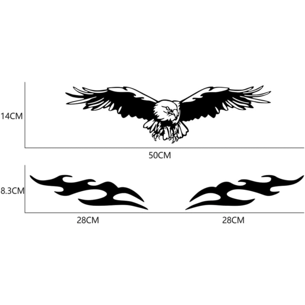 Galaxy 3-pack 3D Flame Eagle-dekal, vattentät bil-DIY-dekal, vinyl-örndekal för bilstyling (grå) Grå