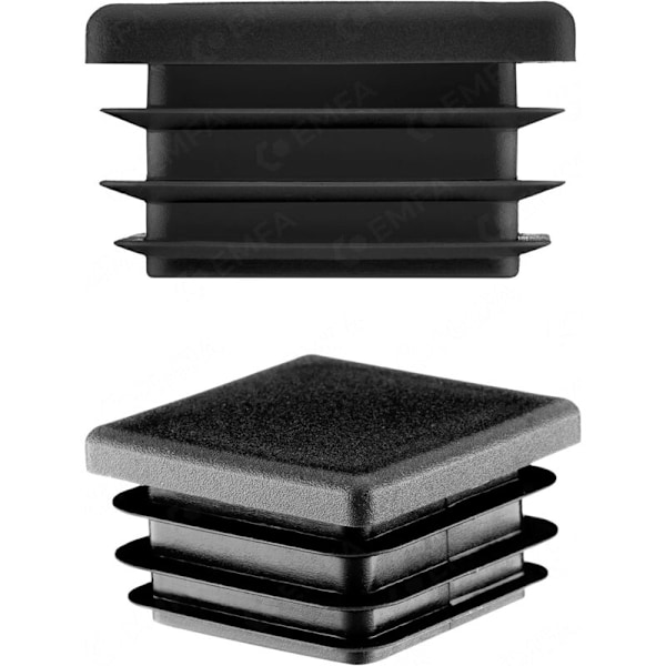 Firkantet Rørprop 60x60 mm, 10 stk., Sort (RAL 9005) Hætte, 6x6 cm