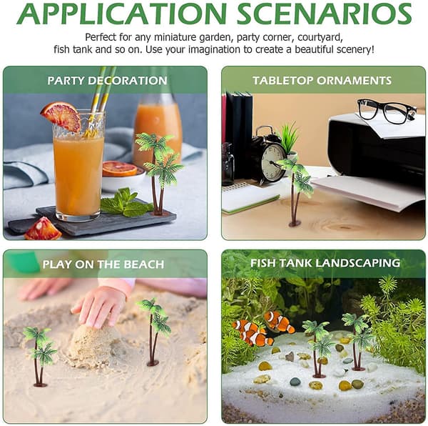 2024 Palm Tree Cake Decoration Small Bonsai Beach Decoration Inflatable Artificial 5 Pieces Palm Tree Miniature Flower Pot Diy Decoration