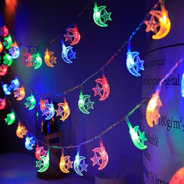 Stjärn- och Måne-Strängljus 10m 80LEDs Fjärrkontroll Fest Semester