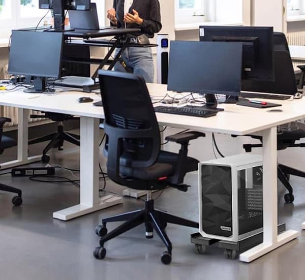 CPU-stander, justerbar ABS-computertårnholder med 4 låsbare drejehjul, til hjemmekontor og spillerum, 22-30 cm, sort