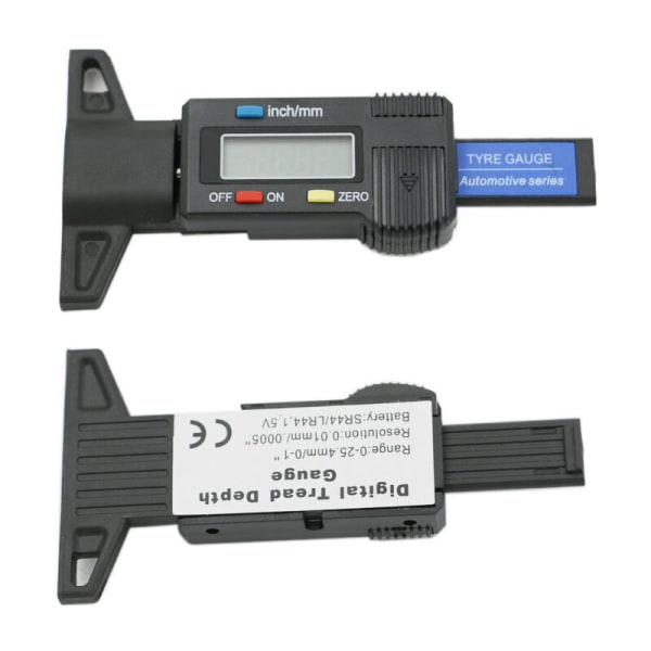 Elektronisk vernierok Digital display däckmönsterlinjal (svart däckmönsterlinjal) vit