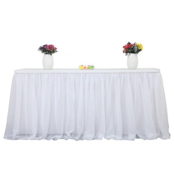 Tyyli tyllinen pöytäliina häihin ja baby showeriin 275*75cm (9ft) tyllinen pöytäliina pöytäpeite