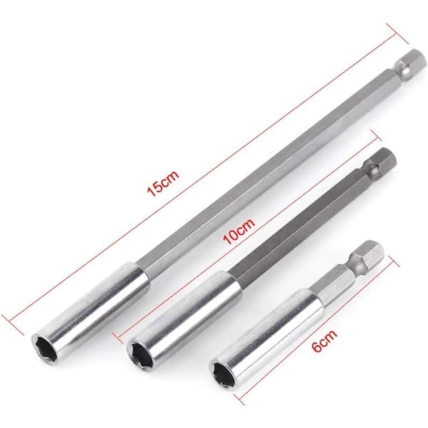 3 stk. 1/4\" Skaft Magnetisk Bitsholder Forlengelse Elektrisk Drill Skrutrekker Forlengelse for Elektrisk Drill..DEBUNS