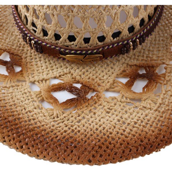 Halm cowboyhatt for kvinner og menn med Shape-It brem, vestlig cowboyhatt