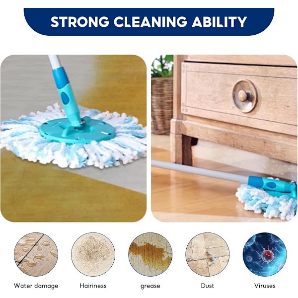 stykker - Mopp refill - Erstatningsmopp - Passer til Leifheit Clean Twist Disc Mopp - Hode Clean Twist Disc Mopp - Mopphode Erstatningstrekk