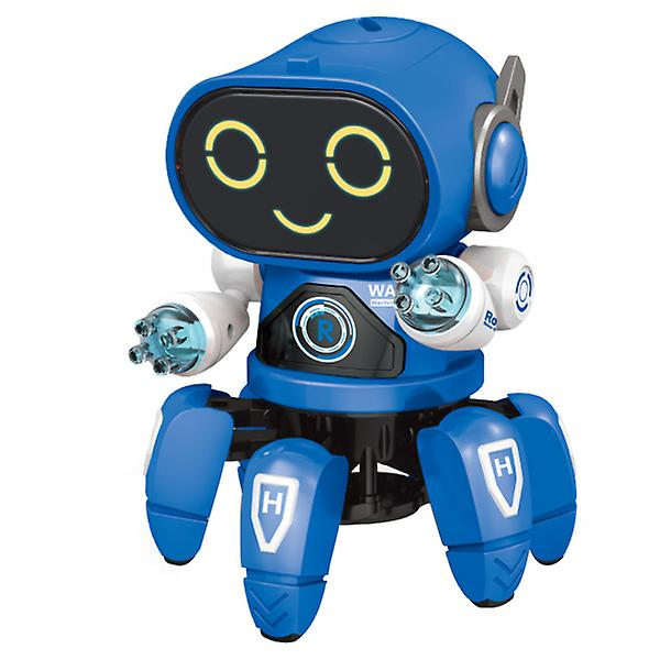 Seksbenet intelligent robot DIY Elektrisk let musikdans (hvid)