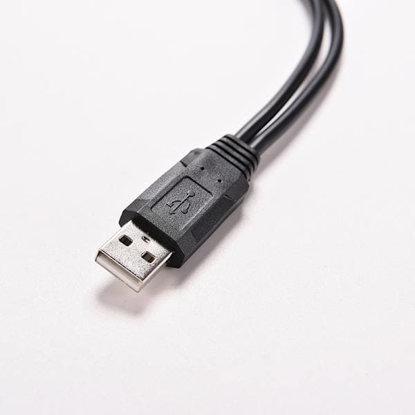 USB 2.0 A uros 2 kaksois-USB naaras Y-jakajakeskitin virta C musta 1 kpl