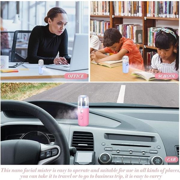 2 bærbare mini ansiktsdusjer (rosa og blå), håndholdt nano mini f