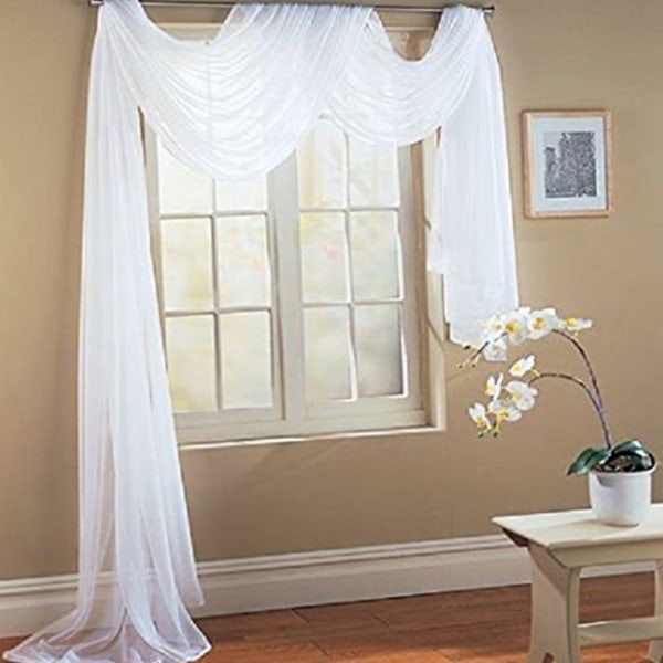 Skjønn himmelseng Gardin Elegant Voile Vindu Sjal Bryllup Bue Draperier Valance