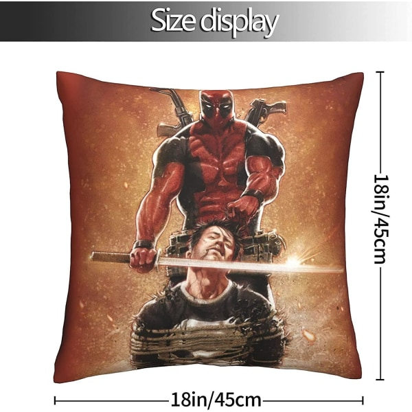 Deadpool Blødt Pudebetræk 45 X 45 Cm Firkantede Pudebetræk Komfortable Dekorative Pudebetræk Luksuriøst Betræk til Sofa Soveværelse med Usynlig