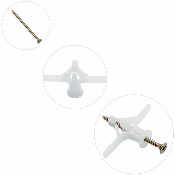 50 st Gipsankare Set Plast Expansionsrör Flygplan Självborrande Expansionsrör Ankare Används för de Flesta Lätta Väggar Gips