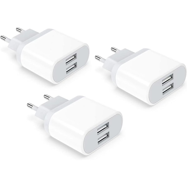 USB-uttak, 3-pack 2.1A/5V laster for iPhone 11 Pro Max XS XR X