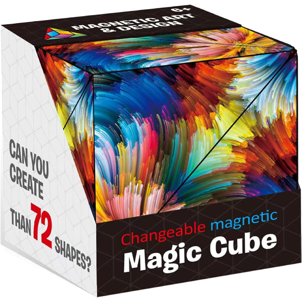 3D Magic Cube, Infinity Flips Magnetisk kuber 72 Form Fidget Toy til Barn Vuxna Anti Stress Form Shifting Box Pusselleksaker (Færg B)