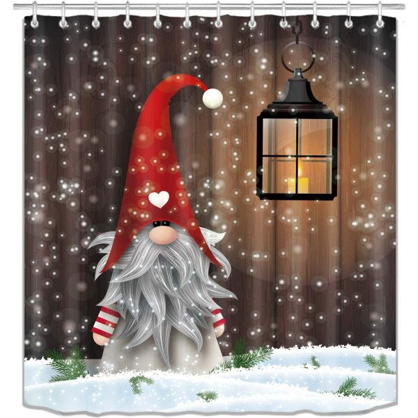 Jultomtar Duschdraperi för Badrum, God Jul Duschdraperi, Jul Vinter Duschdraperi Style A 120*180