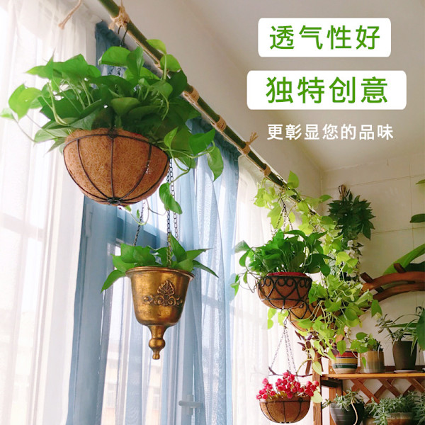 Kokospalm hängande korg hängande vävd blomkruka järnkrok kruka vägghängande hängande suckulent blomkruka 8 inch coconut palm hanging pot medium