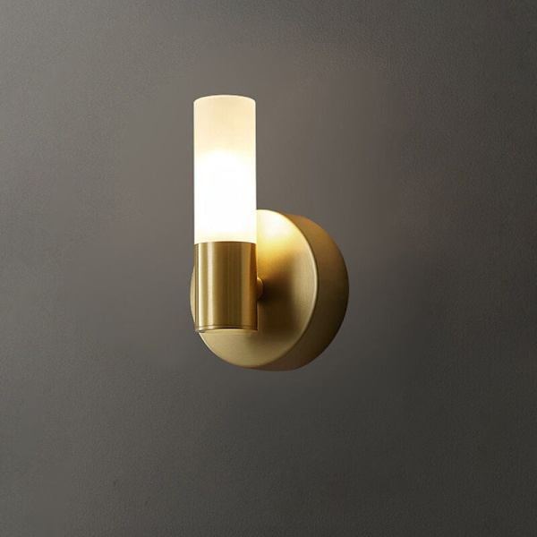 Moderne Lineær LED Badeværelses Væglampe - Guld og Hvidt Frosted Glas - Messing Væglampe - Mid Century Væglampe til Soveværelse