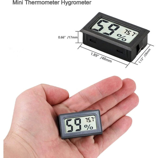 Mini Hygrometer Termometer Digital Innendørs Fuktighetsmåler Monitor Med Temperaturmåler Sensor 1st