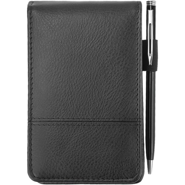 Galaxy PU-läderficka Notebook A7 Handy Jotter med penna och solenergi miniräknare Svart