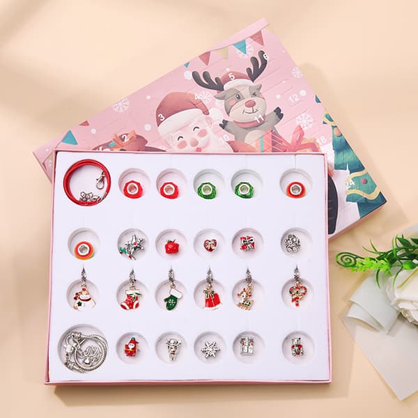 Amazon Julkalender 24 Nedräkning Överraskning Blind Box Set Kreativ DIY Pärl Armband Barnpresent Pink Rainbow
